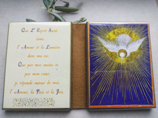Diptyque icône du Saint Esprit : cadeau de baptême et de profession de foi